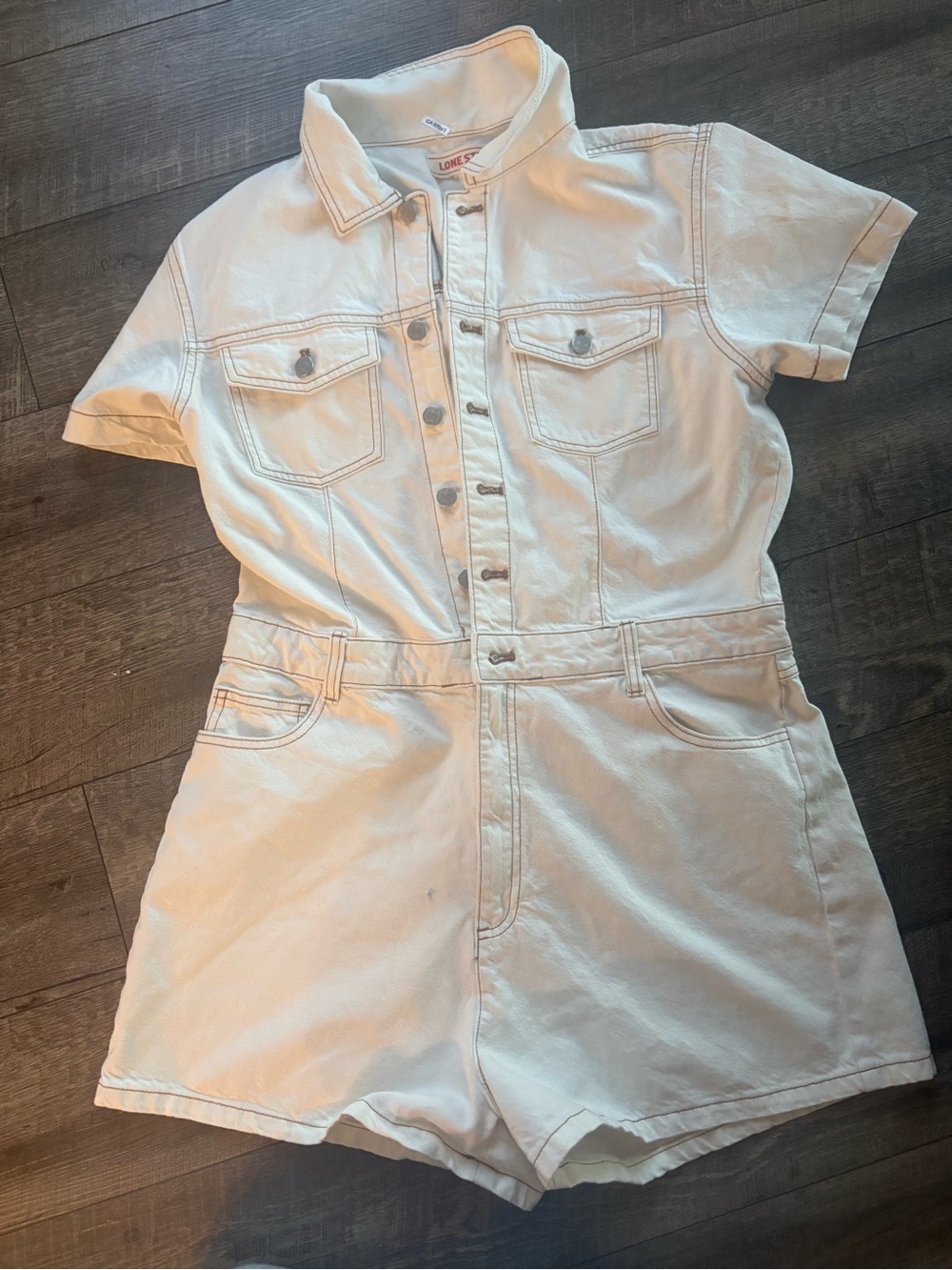 Levi's Cream/White Short-Sleeve Denim Romper